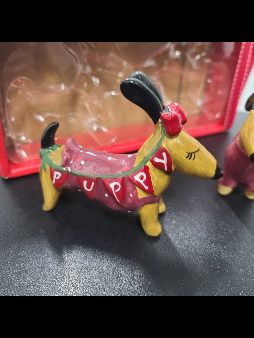 Dachshund Dog Doxie Couple Salt Pepper Set Collectible Ceramic By Blue Sky New